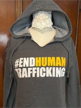 #ENDHUMAN Trafficking Crewneck tunic Sweatshirt - Charcoal Gray Size M